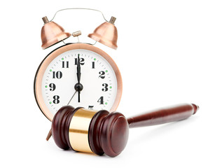 Gavel and old clock