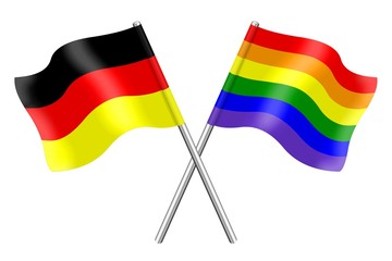 Fahnen: Deutschland und der Regenbogen