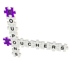 Vouchers 3d puzzle on white background