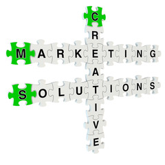 Marketing solutions 3d puzzle on white background