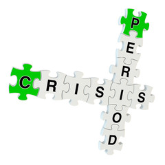 Crisis period 3d puzzle on white background