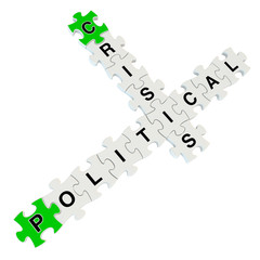 Political crisis 3d puzzle on white background