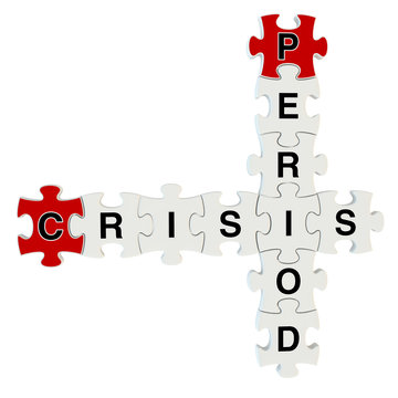 Crisis period 3d puzzle on white background