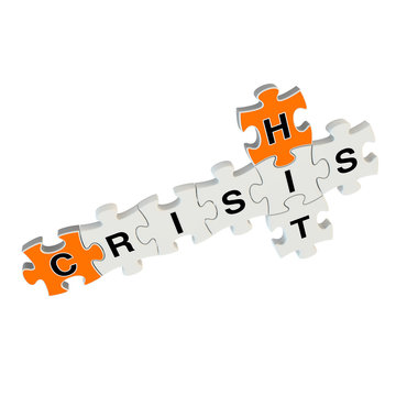 Crisis hit 3d puzzle on white background