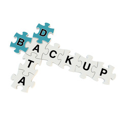 Data backup 3d puzzle on white background