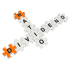 Dividend ratio 3d puzzle on white background