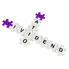 Dividend ratio 3d puzzle on white background
