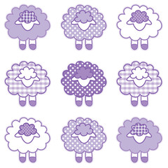 Baby Lambs, Patchwork Gingham, Polka Dots, Pastel Lavender Check
