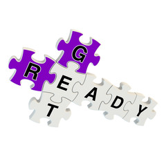 Get ready 3d puzzle on white background