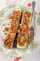 stuffed zucchini with rice and minced meat filling