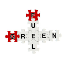 Green fuel 3d puzzle on white background