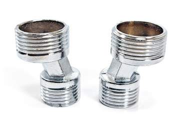 Metal screws with thread isolated on white
