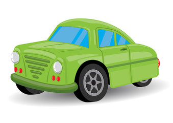 Green Retro / Vintage Car Cartoon - Vector Illustration