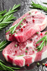 Raw steaks