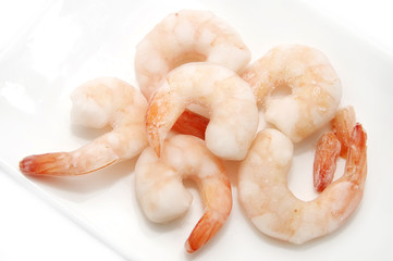 frozen shrimp on a white background