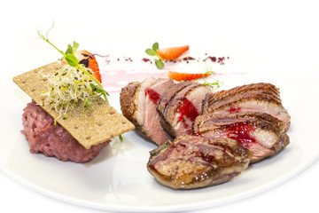 goose breast grilled in the restaurant