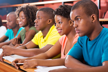 group of african american university students studying