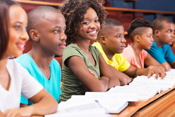 group of african college students studying together