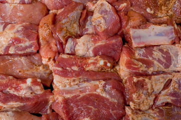 raw meat with  seasoning