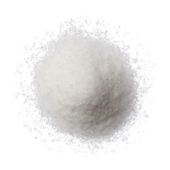 Sea salt pile isolated on white top view