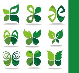 Eco icons green leaves