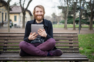 Fototapeta premium young hipster red bearded man
