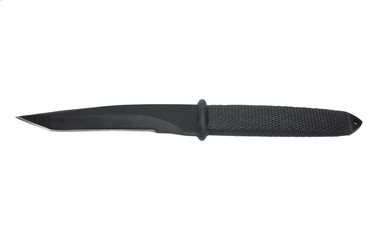 Black military knife on white background