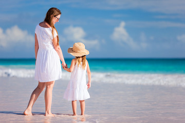 Mother and daughter at beach