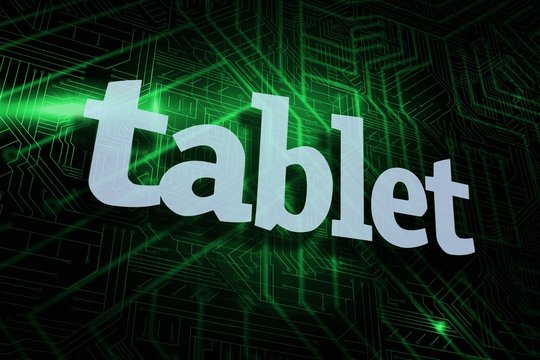Tablet against green and black circuit board