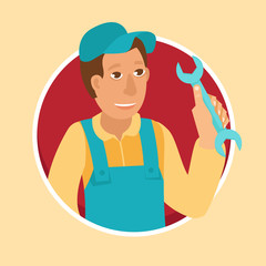 Vector handyman in flat style
