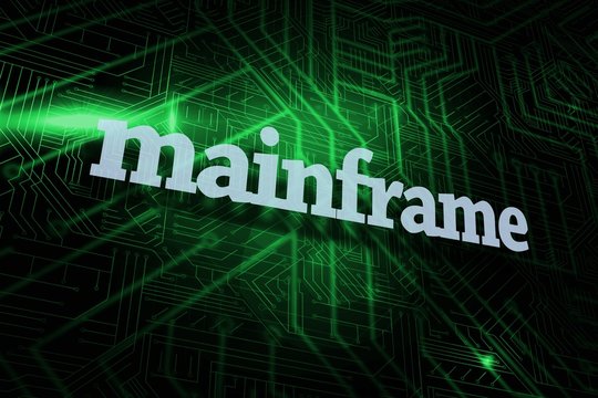 Mainframe against green and black circuit board