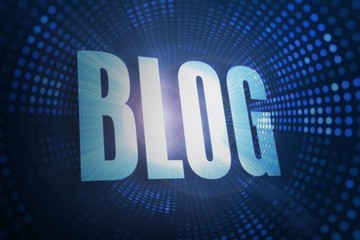 Blog against futuristic dotted blue and black background