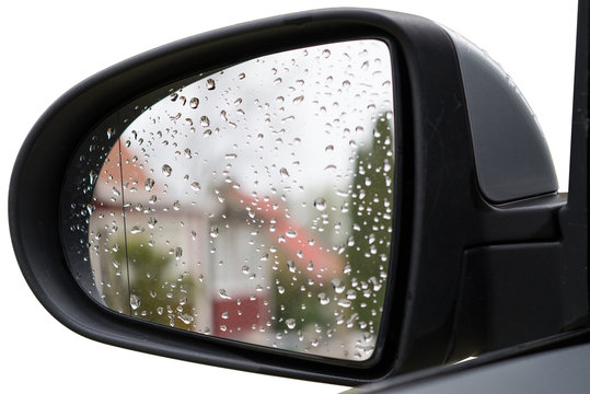 Car Mirror With Suburban Reflection