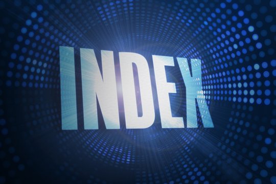 Index against futuristic dotted blue and black background