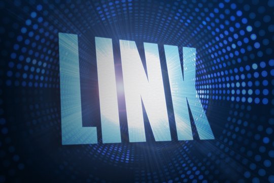 Link against futuristic dotted blue and black background