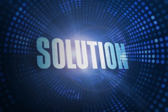 Solution against futuristic dotted blue and black background