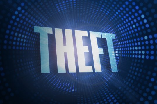 Theft against futuristic dotted blue and black background