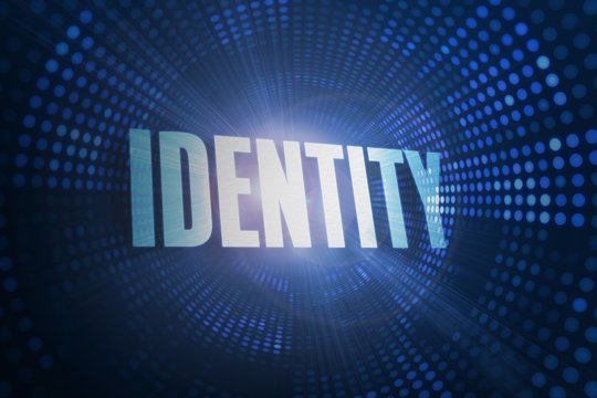 Identity against futuristic dotted blue and black background