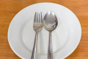 Spoon and fork on the plate