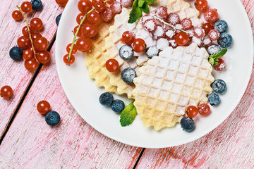Waffles with fresh berries