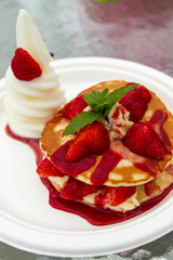Strawberry Waffle with Ice-cream