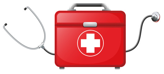 A stethescope inside a medical bag