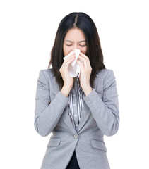 Asia businesswoman sneeze