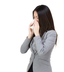 Asia Businesswoman sneeze