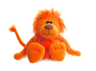 Stuffed animal lion sitting