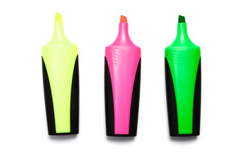 Yellow, red, green felt tip marker pens