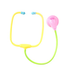 plastic Toy Stethoscope on White Background  