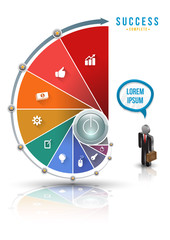 Step up with icons to success and 3d business man