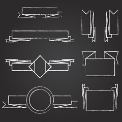 Vintage chalk Ribbon set on black background