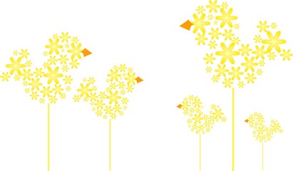 Yellow floral birds